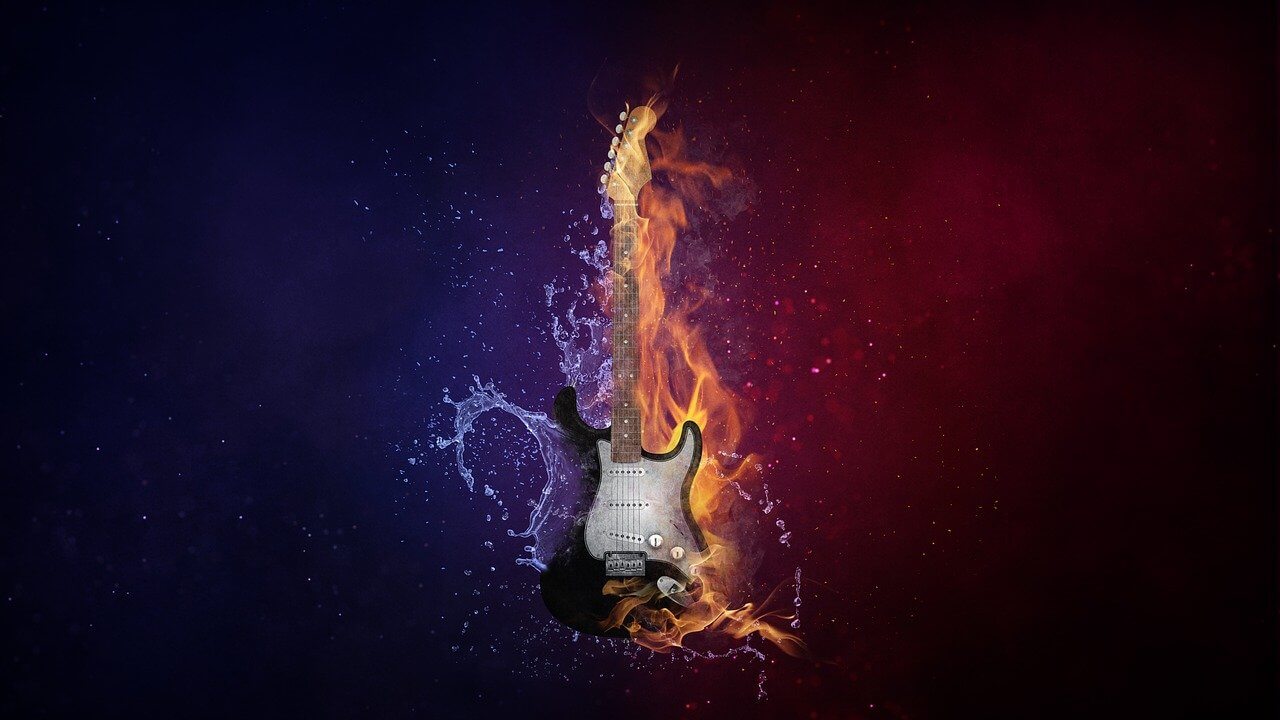 רקע גיטרה אש ומים